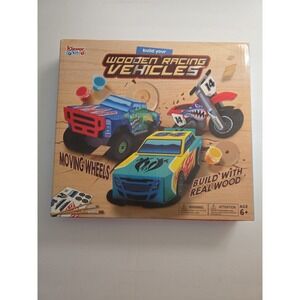 Wooden Racing Vehicles Craft Kit, 120+ Pieces, Real Wood, Age 8+ Klever Kits NEW